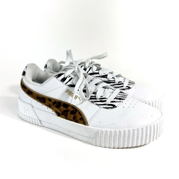 Puma Women's Carina Animal Mix Platform Cheetah Zeebra Stripe Sneakers 6.5 - Picture 1 of 7